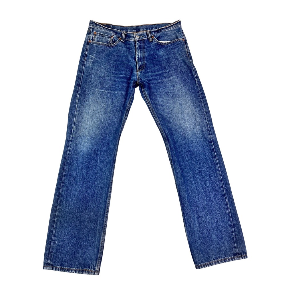 Levis 505  Original Fit Straight Leg Medium Wash Blue Denim Jeans Mens‎ 36x33*
